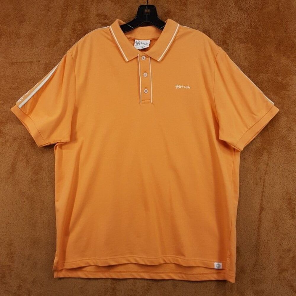 AGTAWH All Good Things Polo Shirt Mens XL Orange Melon Logo Stripe Streetwear